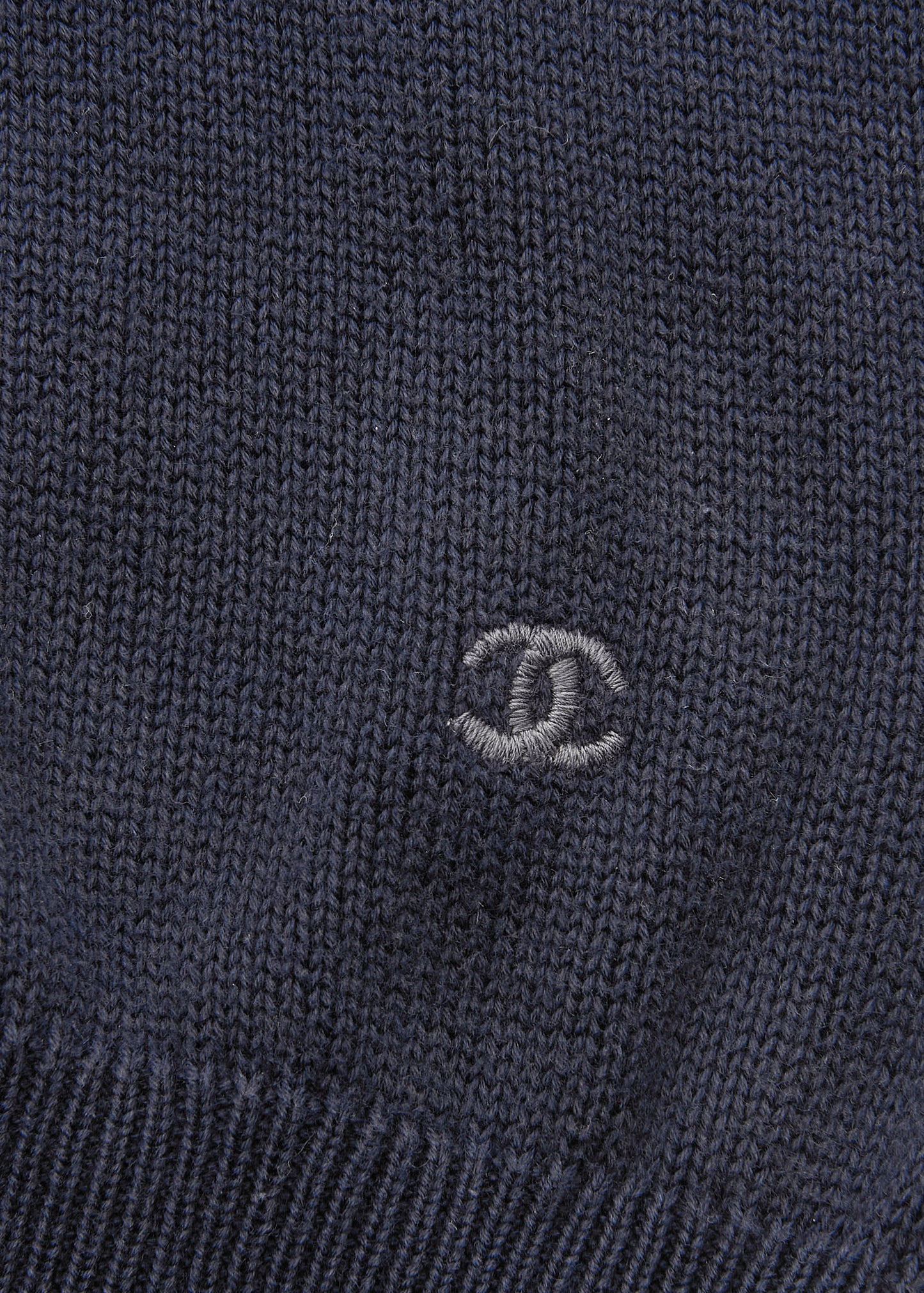 CHANEL Knit T-Shirt, Coco Button, Short Sleeve, Cotton, Navy, Silver-Tone Hardware, Pre-Owned - Vintage La Charme