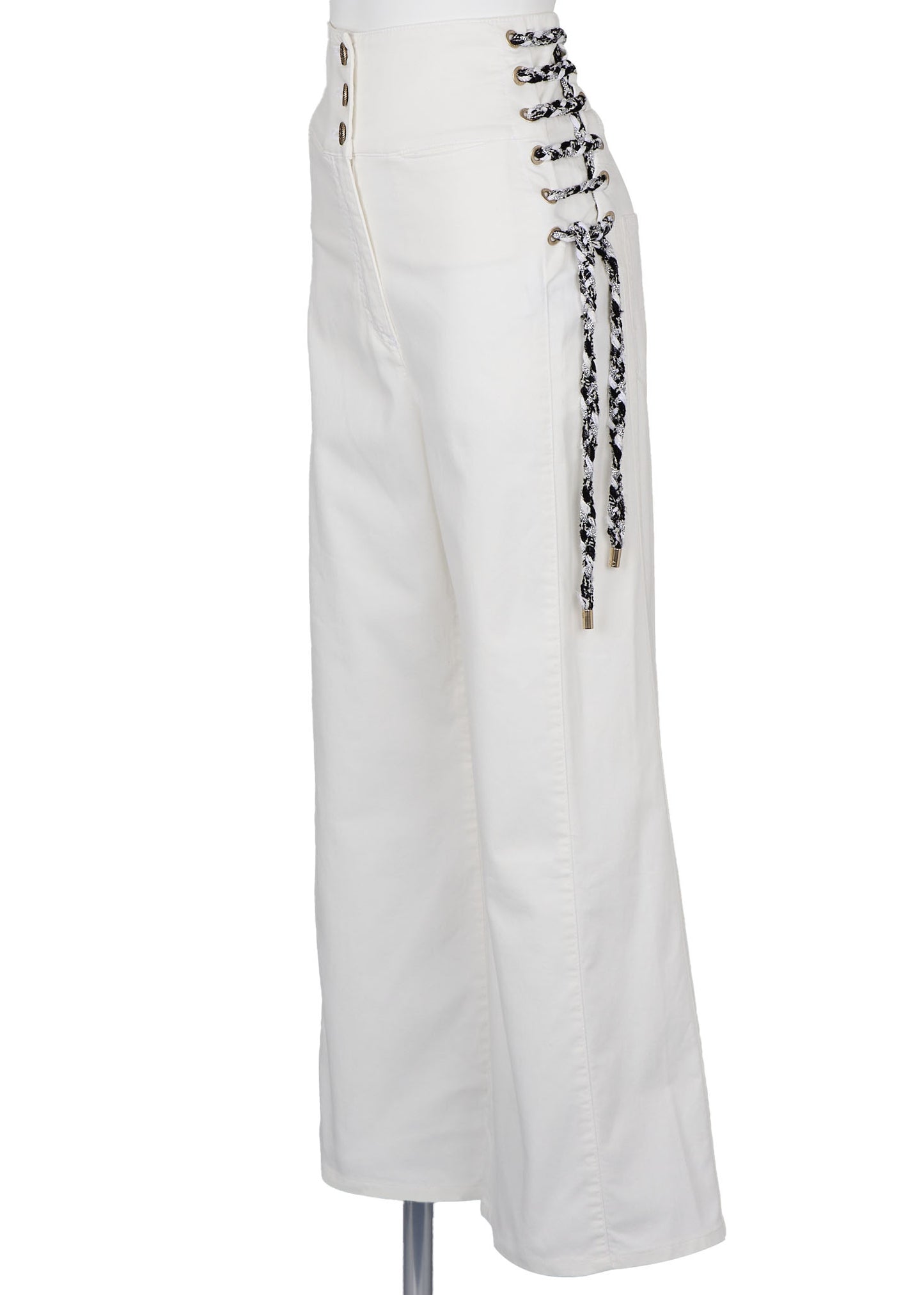 Chanel Wide Pants, Coco Button, Cotton, White, Pre-Owned - Vintage La Charme