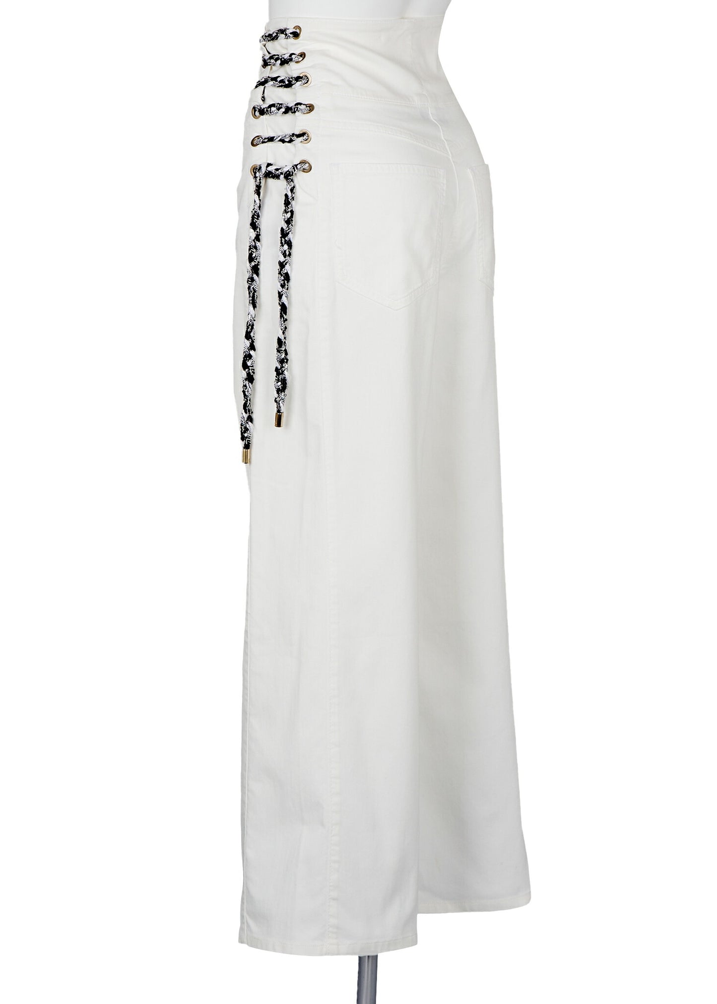 Chanel Wide Pants, Coco Button, Cotton, White, Pre-Owned - Vintage La Charme
