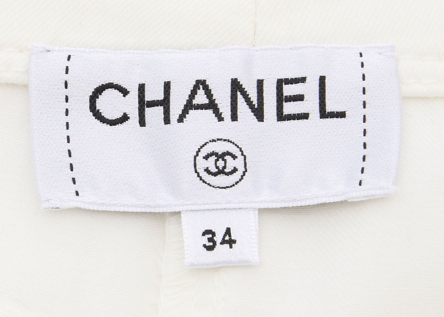Chanel Wide Pants, Coco Button, Cotton, White, Pre-Owned - Vintage La Charme