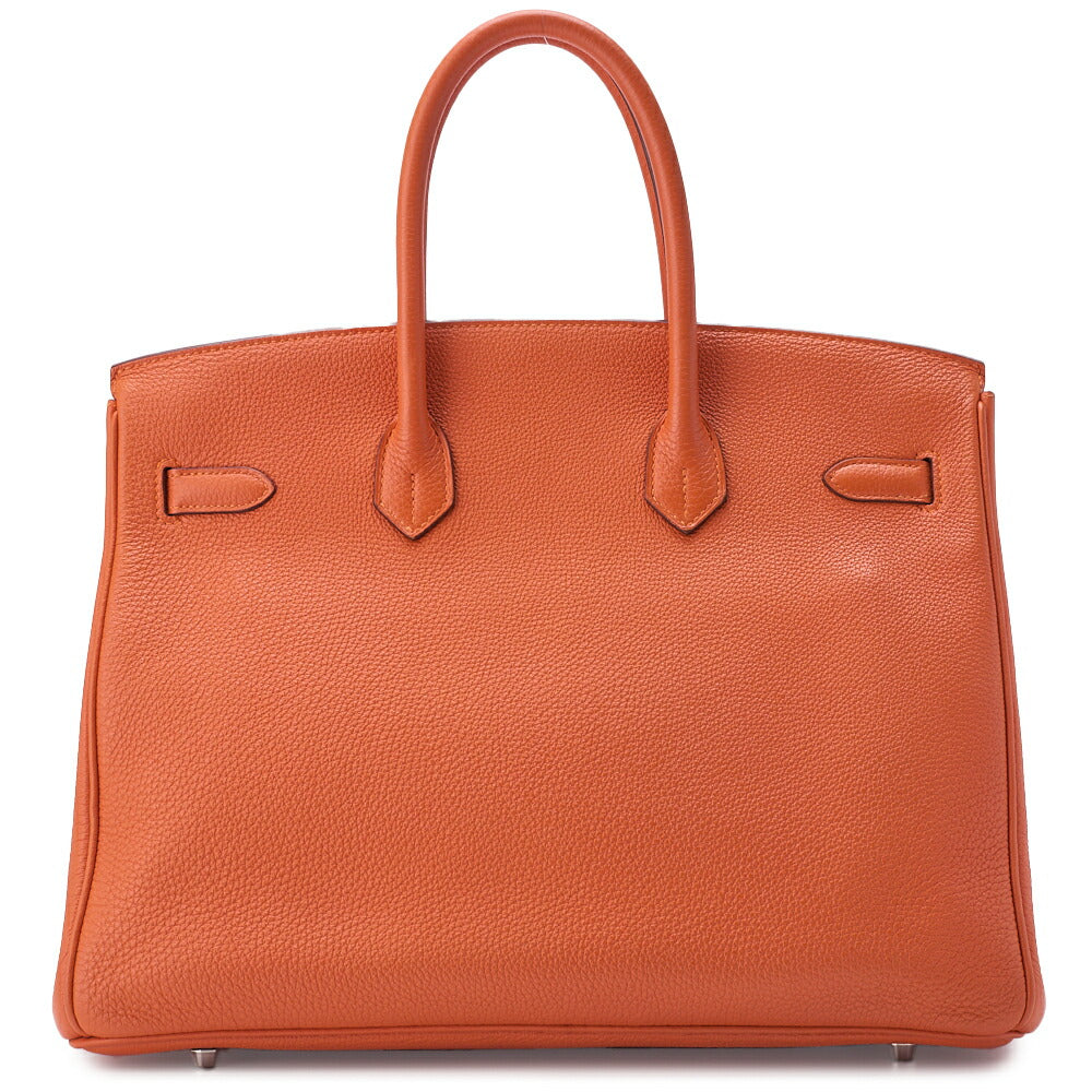 HERMES Birkin 35 Handbag Togo Orange Silver-Tone Hardware Pre-Owned - Vintage La Charme