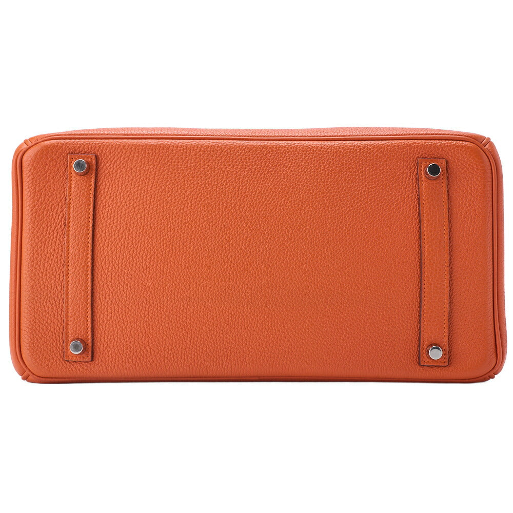 HERMES Birkin 35 Handbag Togo Orange Silver-Tone Hardware Pre-Owned - Vintage La Charme