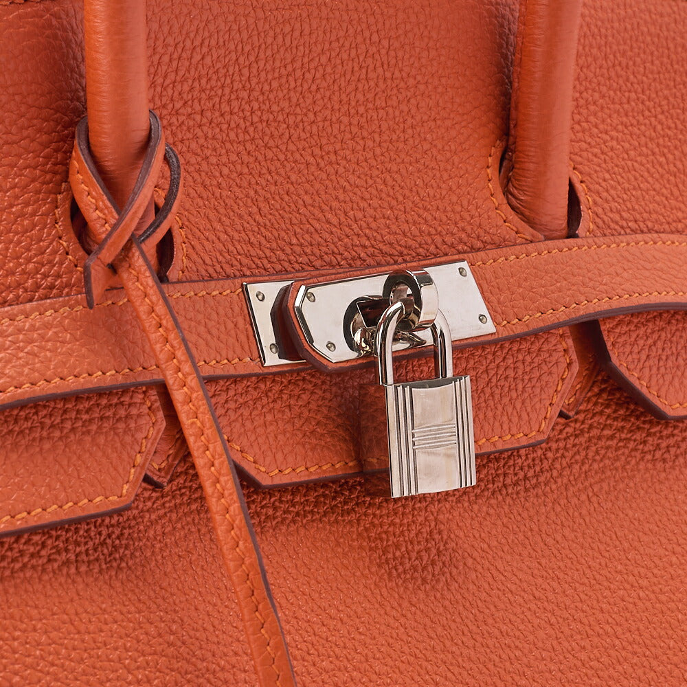 HERMES Birkin 35 Handbag Togo Orange Silver-Tone Hardware Pre-Owned - Vintage La Charme