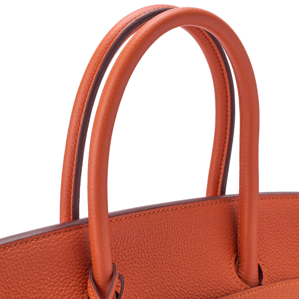 HERMES Birkin 35 Handbag Togo Orange Silver-Tone Hardware Pre-Owned - Vintage La Charme