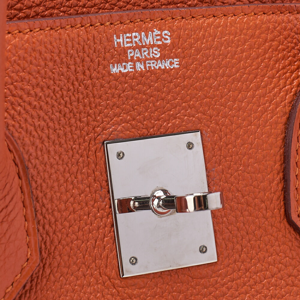 HERMES Birkin 35 Handbag Togo Orange Silver-Tone Hardware Pre-Owned - Vintage La Charme