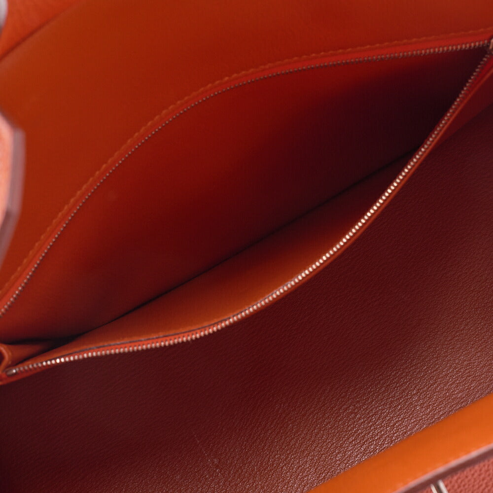 HERMES Birkin 35 Handbag Togo Orange Silver-Tone Hardware Pre-Owned - Vintage La Charme