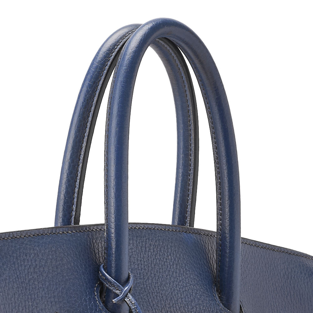 HERMES Birkin 35 Handbag, Ardennes Leather, Navy, Gold-Tone Hardware, Pre-Owned - Vintage La Charme