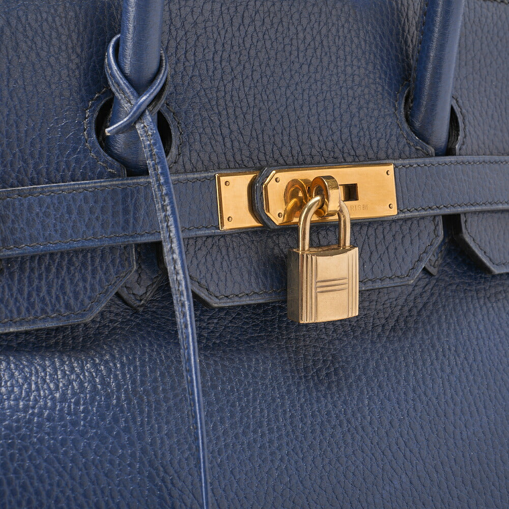 HERMES Birkin 35 Handbag, Ardennes Leather, Navy, Gold-Tone Hardware, Pre-Owned - Vintage La Charme