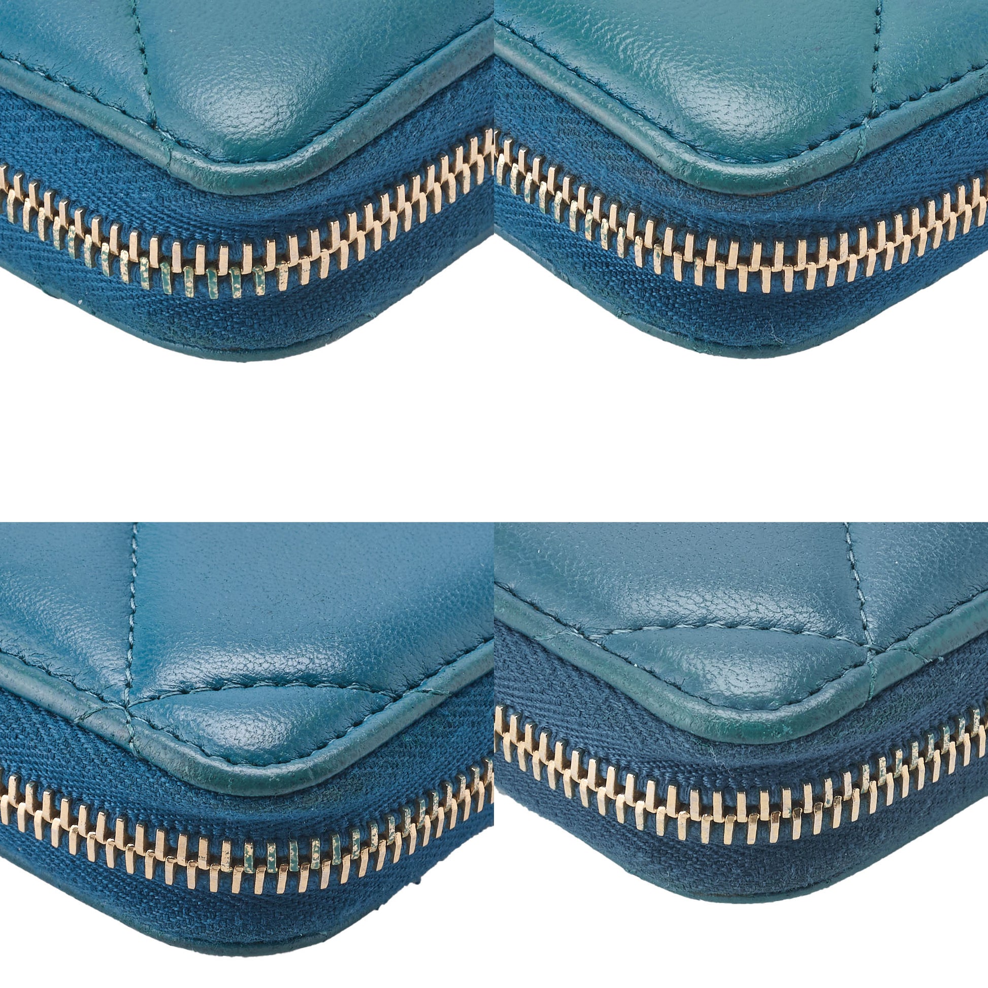 CHANEL 19 Matelasse Round Long Wallet Lambskin Turquoise Gold-Tone Hardware Pre-Owned - Vintage La Charme