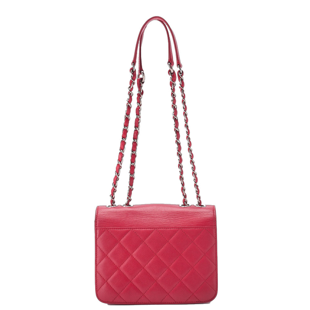CHANEL Shoulder Bag Tote Bag Matelasse Coco Push Lock Chain Shoulder Caviar Skin Red Silver-Tone Hardware Pre-Owned - Vintage La Charme