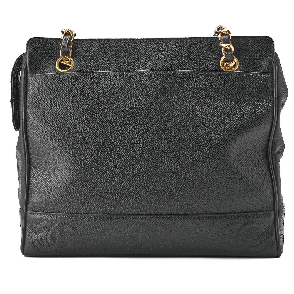 CHANEL Shoulder Bag, Triple Coco Double Chain, Caviar Skin, Black, Gold-Tone Hardware, Pre-Owned - Vintage La Charme