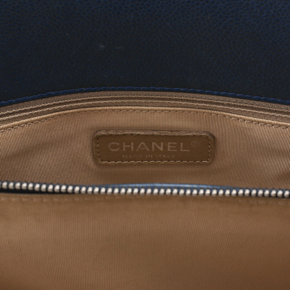CHANEL Shoulder Bag, Matelasse, Caviar Skin, Navy, Silver-Tone Hardware, Pre-Owned - Vintage La Charme