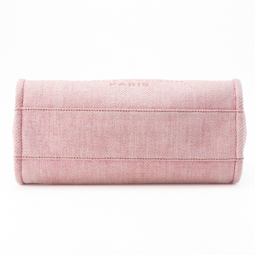 CHANEL Tote Bag Deauville MM Canvas Pink Silver-Tone Hardware Pre-Owned - Vintage La Charme