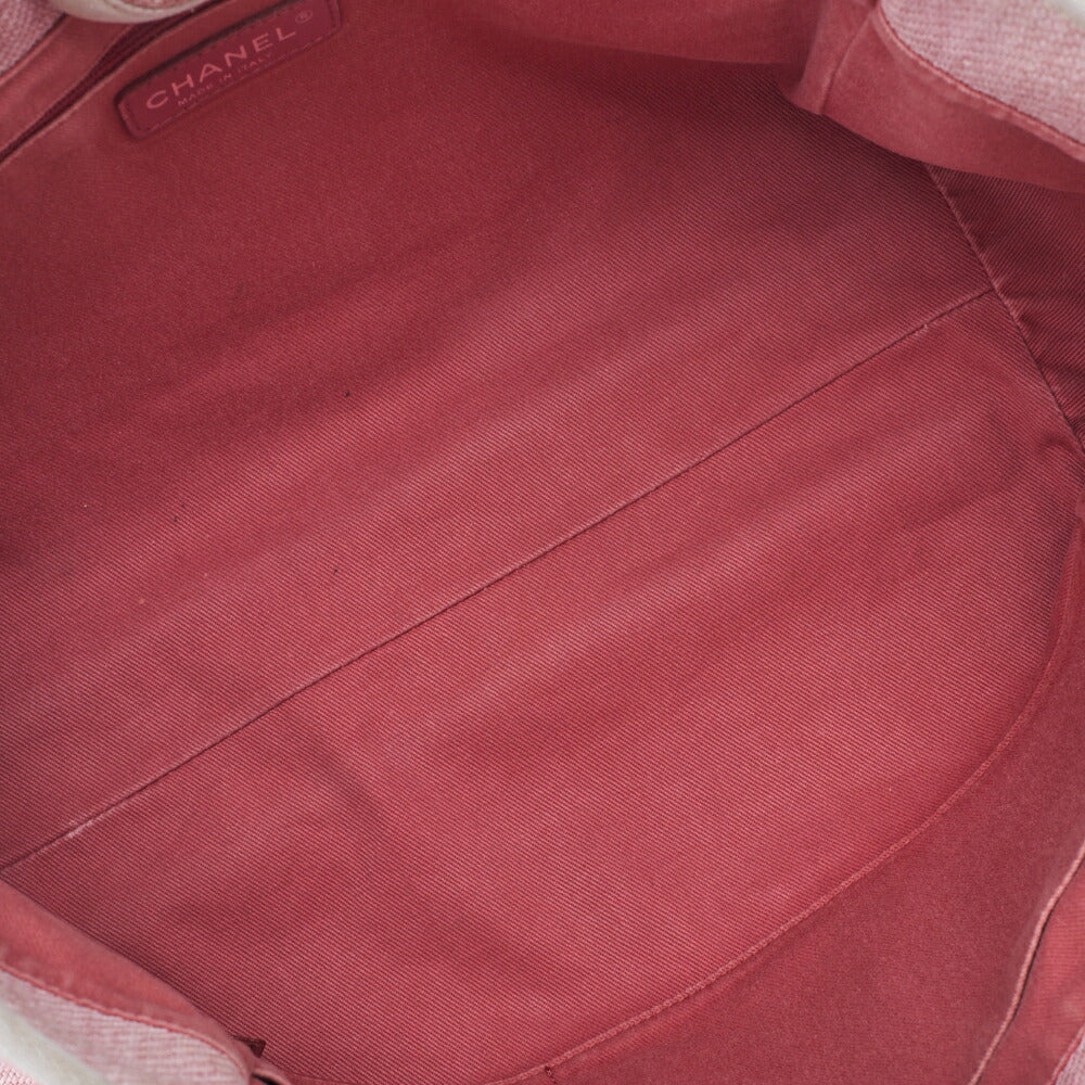 CHANEL Tote Bag Deauville MM Canvas Pink Silver-Tone Hardware Pre-Owned - Vintage La Charme