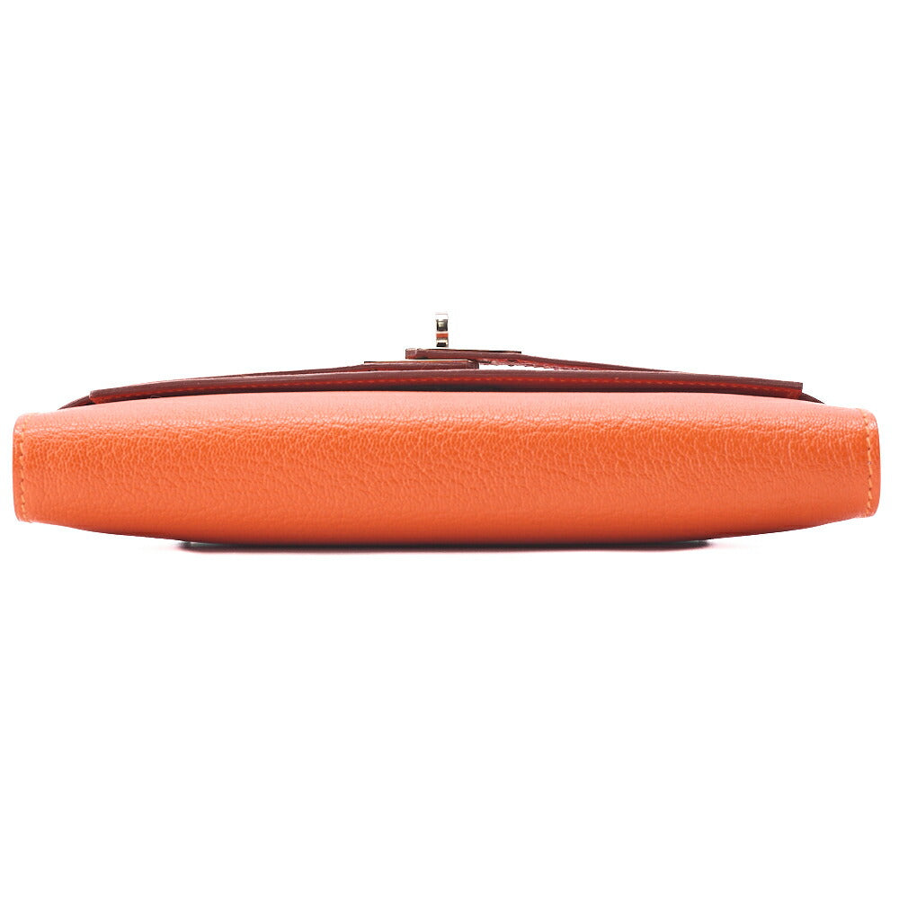 HERMES Kelly Wallet 2 Fold Long Wallet Chevre Mizol Orange Silver-Tone Hardware Pre-Owned - Vintage La Charme