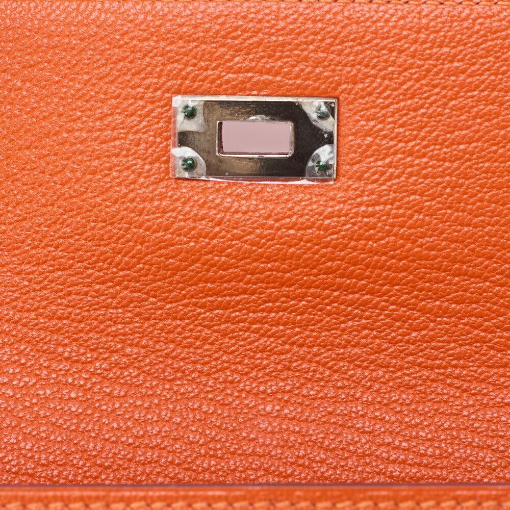 HERMES Kelly Wallet 2 Fold Long Wallet Chevre Mizol Orange Silver-Tone Hardware Pre-Owned - Vintage La Charme