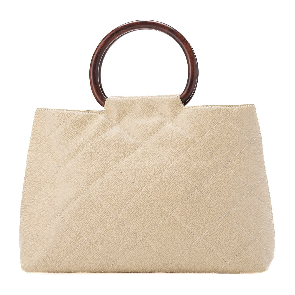 CHANEL Handbag, Matelasse Coco Mark Wood Pattern, Caviar Skin, Beige, Gold-Tone Hardware, Pre-Owned - Vintage La Charme