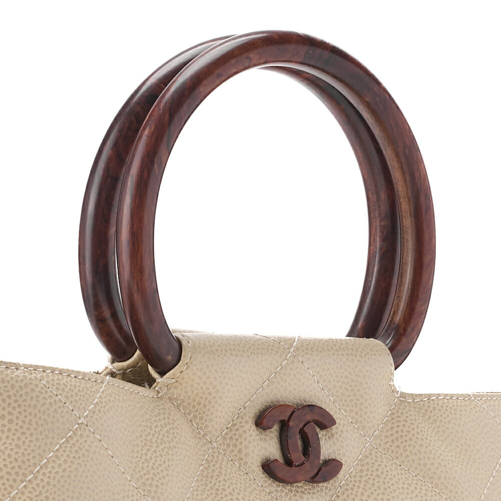 CHANEL Handbag, Matelasse Coco Mark Wood Pattern, Caviar Skin, Beige, Gold-Tone Hardware, Pre-Owned - Vintage La Charme