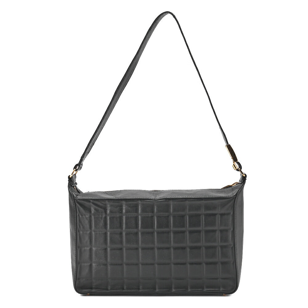 CHANEL Shoulder Bag Chocolate Bar Coco Mark Lambskin Black Gold-Tone Hardware Pre-Owned - Vintage La Charme
