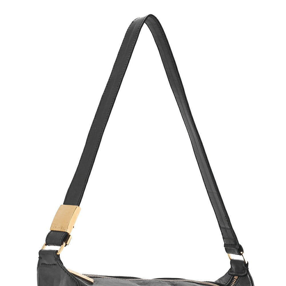 CHANEL Shoulder Bag Chocolate Bar Coco Mark Lambskin Black Gold-Tone Hardware Pre-Owned - Vintage La Charme