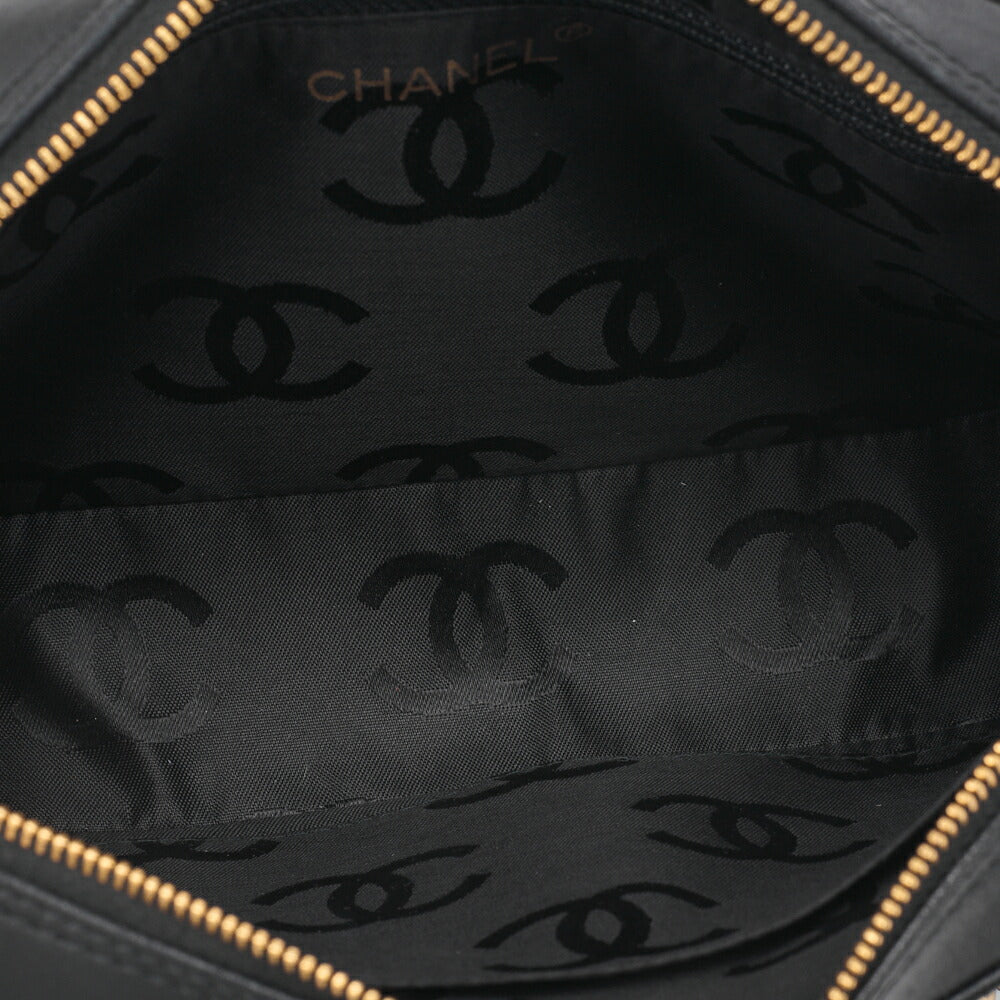 CHANEL Chain Hand Bag V-Stitch Calfskin Black Gold-Tone Hardware Pre-Owned - Vintage La Charme