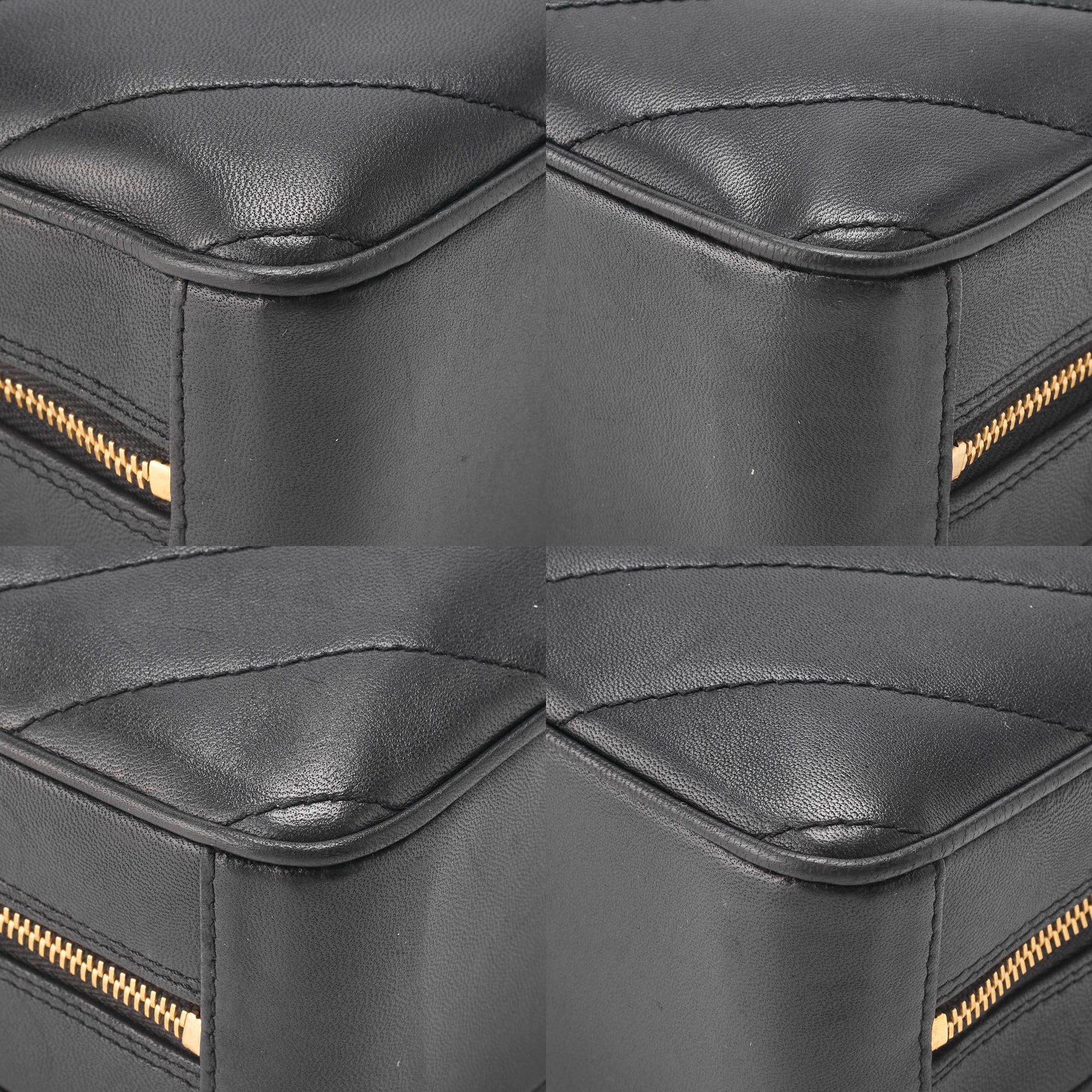 CHANEL Chain Hand Bag V-Stitch Calfskin Black Gold-Tone Hardware Pre-Owned - Vintage La Charme