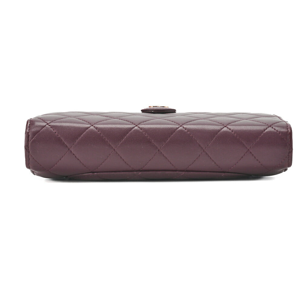 CHANEL Bi-Fold Long Wallet Matelasse Lambskin Bordeaux Gold-Tone Hardware Pre-Owned - Vintage La Charme