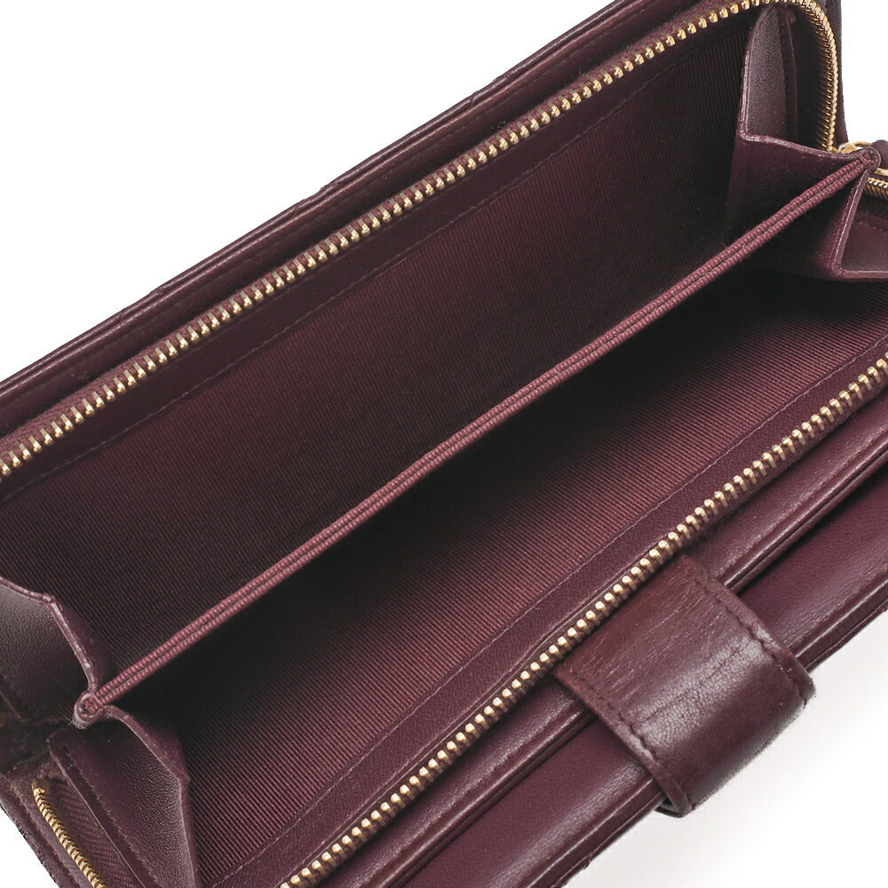 CHANEL Bi-Fold Long Wallet Matelasse Lambskin Bordeaux Gold-Tone Hardware Pre-Owned - Vintage La Charme
