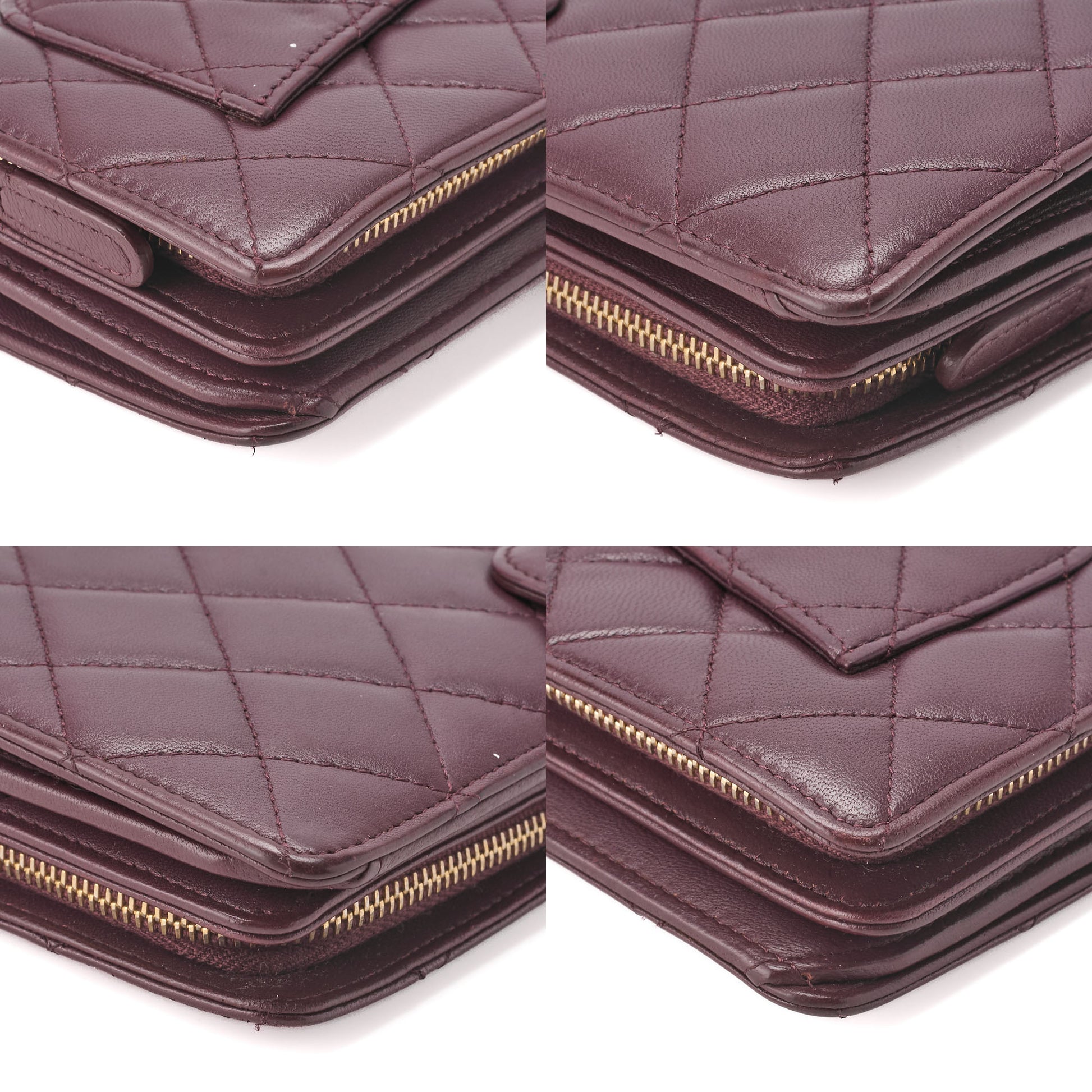 CHANEL Bi-Fold Long Wallet Matelasse Lambskin Bordeaux Gold-Tone Hardware Pre-Owned - Vintage La Charme