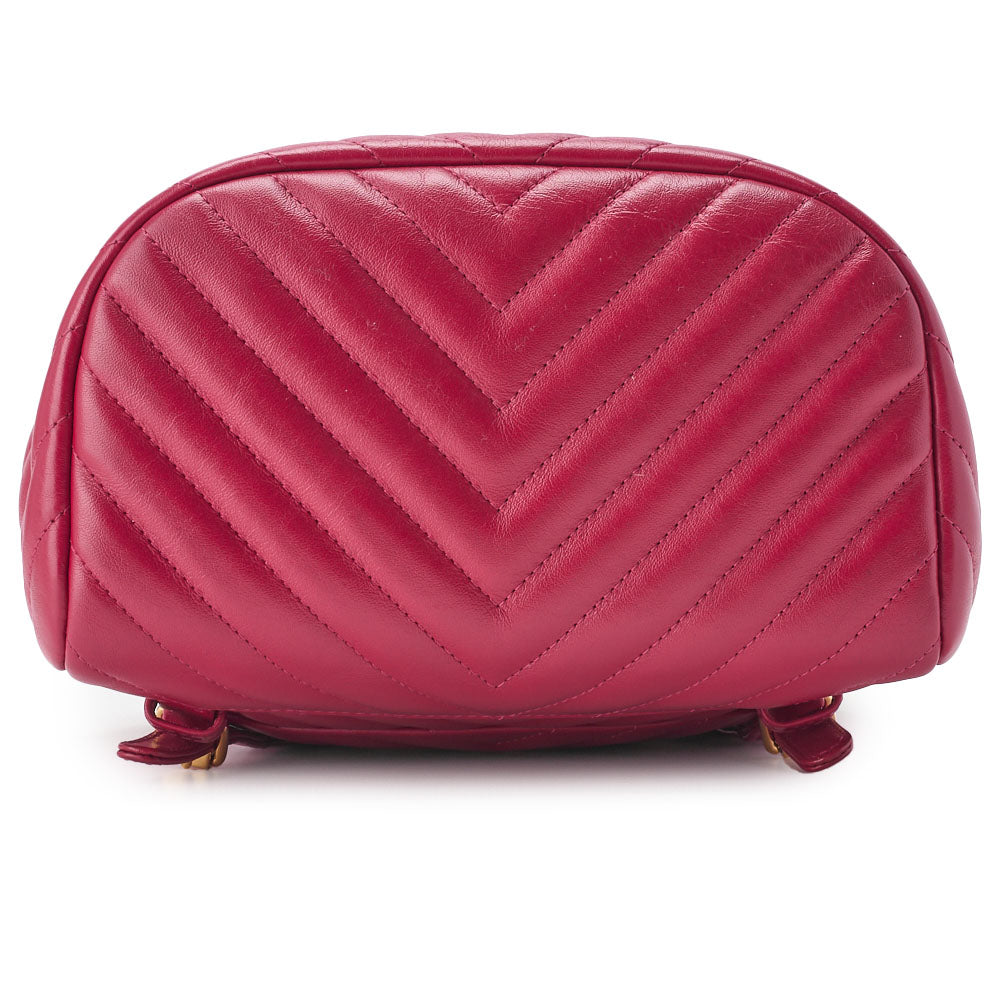 CHANEL Shoulder Backpack Bag V Stitch Turn Lock Lambskin Pink Gold-Tone Hardware Pre-Owned - Vintage La Charme