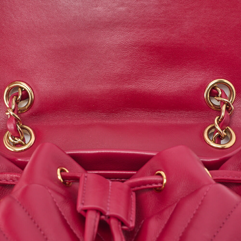 CHANEL Shoulder Backpack Bag V Stitch Turn Lock Lambskin Pink Gold-Tone Hardware Pre-Owned - Vintage La Charme