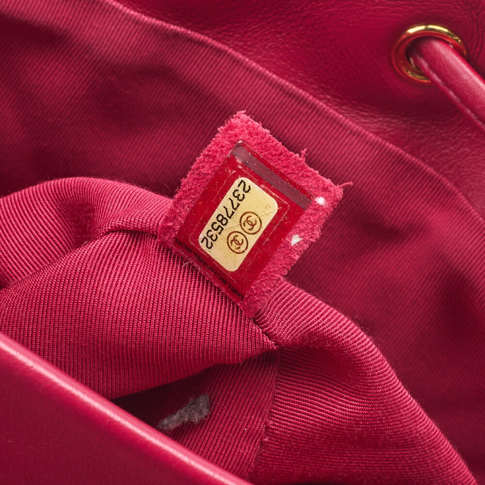 CHANEL Shoulder Backpack Bag V Stitch Turn Lock Lambskin Pink Gold-Tone Hardware Pre-Owned - Vintage La Charme