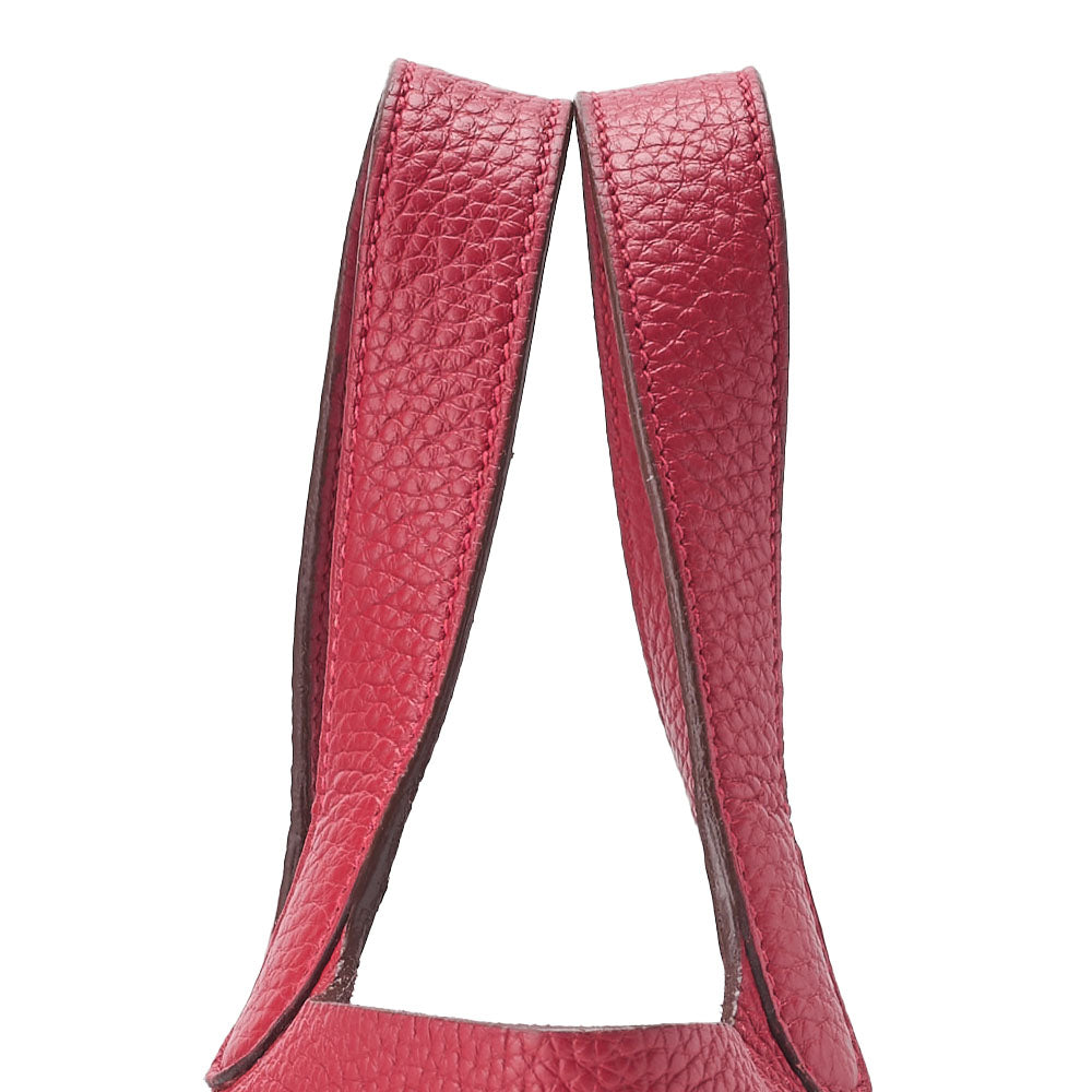 HERMES Picotin Lock PM Handbag, Tryon Clemence, Rouge Casaque, Silver-Tone Hardware, Pre-Owned - Vintage La Charme