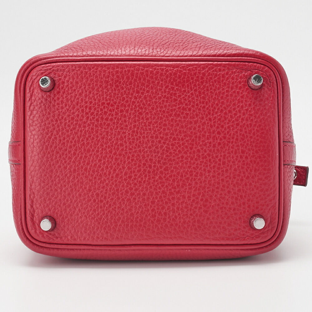 HERMES Picotin Lock PM Handbag, Tryon Clemence, Rouge Casaque, Silver-Tone Hardware, Pre-Owned - Vintage La Charme