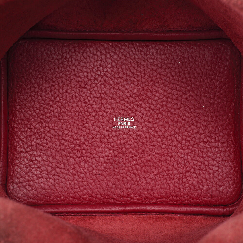 HERMES Picotin Lock PM Handbag, Tryon Clemence, Rouge Casaque, Silver-Tone Hardware, Pre-Owned - Vintage La Charme