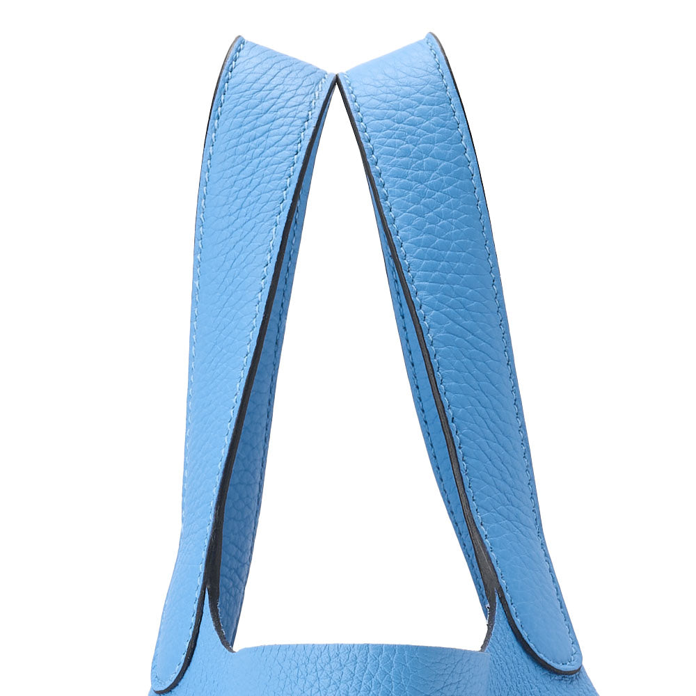 HERMES Picotin Lock MM Handbag Tryon Leather Blue de Nord Silver-Tone Hardware Pre-Owned - Vintage La Charme