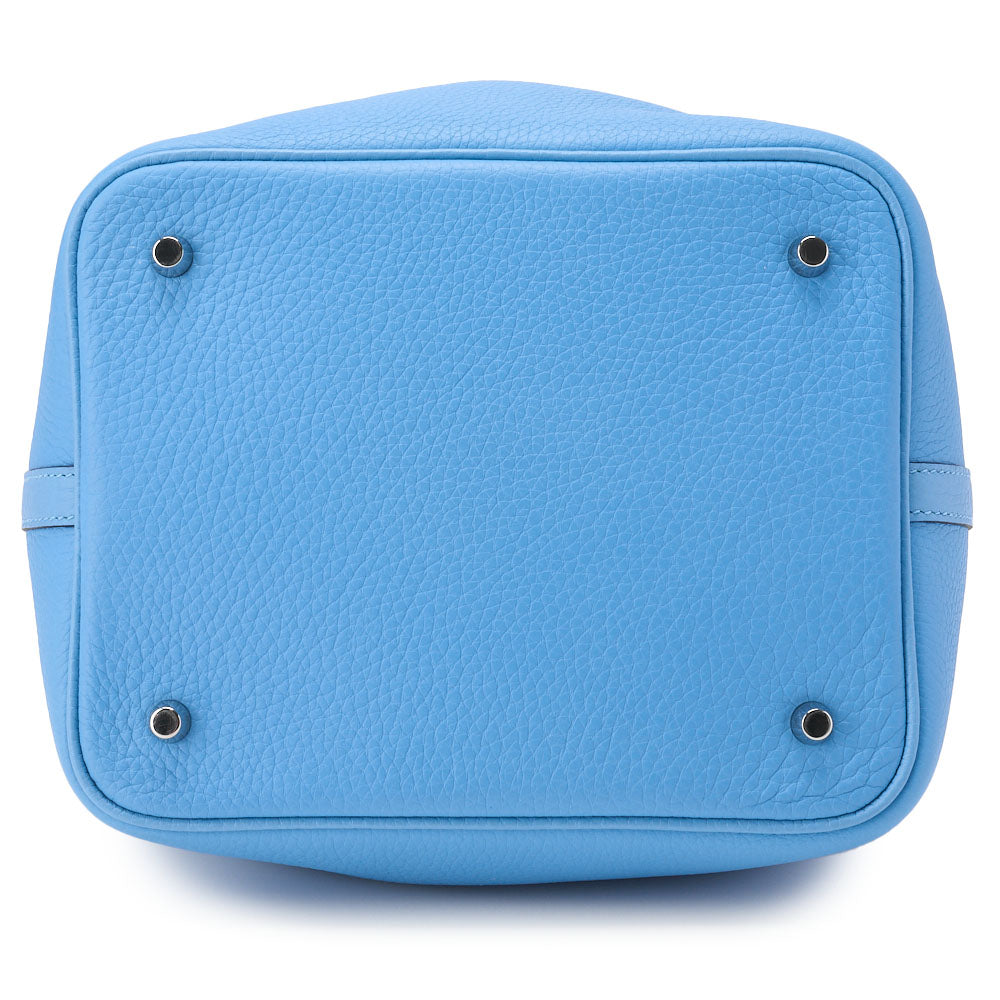 HERMES Picotin Lock MM Handbag Tryon Leather Blue de Nord Silver-Tone Hardware Pre-Owned - Vintage La Charme