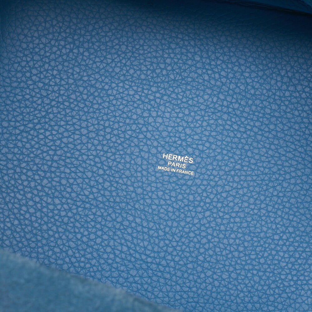 HERMES Picotin Lock MM Handbag Tryon Leather Blue de Nord Silver-Tone Hardware Pre-Owned - Vintage La Charme
