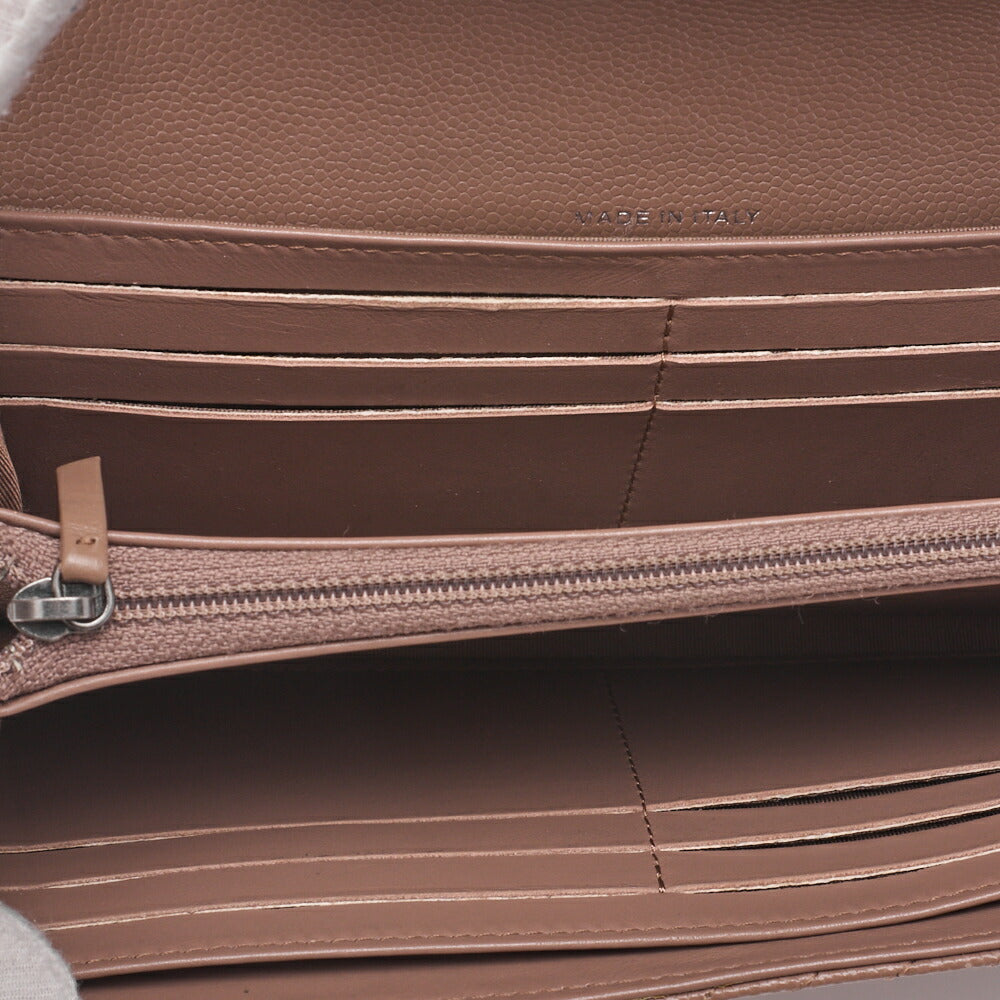 CHANEL Bi-fold Long Wallet, V-Stitch, Caviar Skin, Beige Gray, Silver-Tone Hardware, Pre-Owned - Vintage La Charme