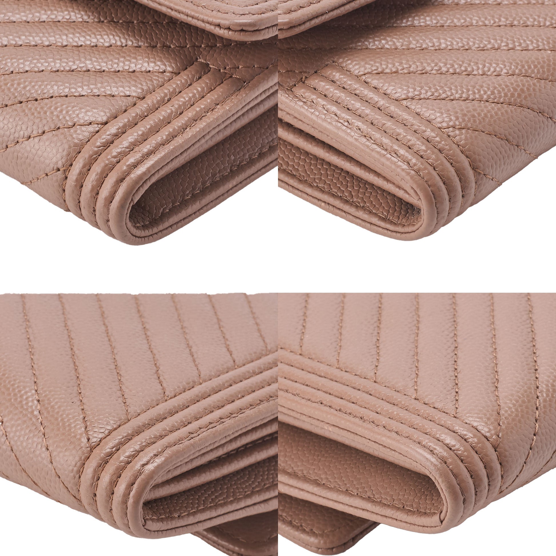 CHANEL Bi-fold Long Wallet, V-Stitch, Caviar Skin, Beige Gray, Silver-Tone Hardware, Pre-Owned - Vintage La Charme