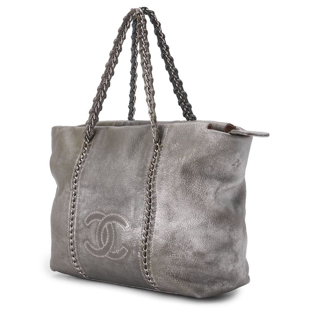 CHANEL Chain Hand Bag, Luxury Line, Coco Mark, Soft Caviar, Silver, Silver-Tone Hardware, Pre-Owned - Vintage La Charme