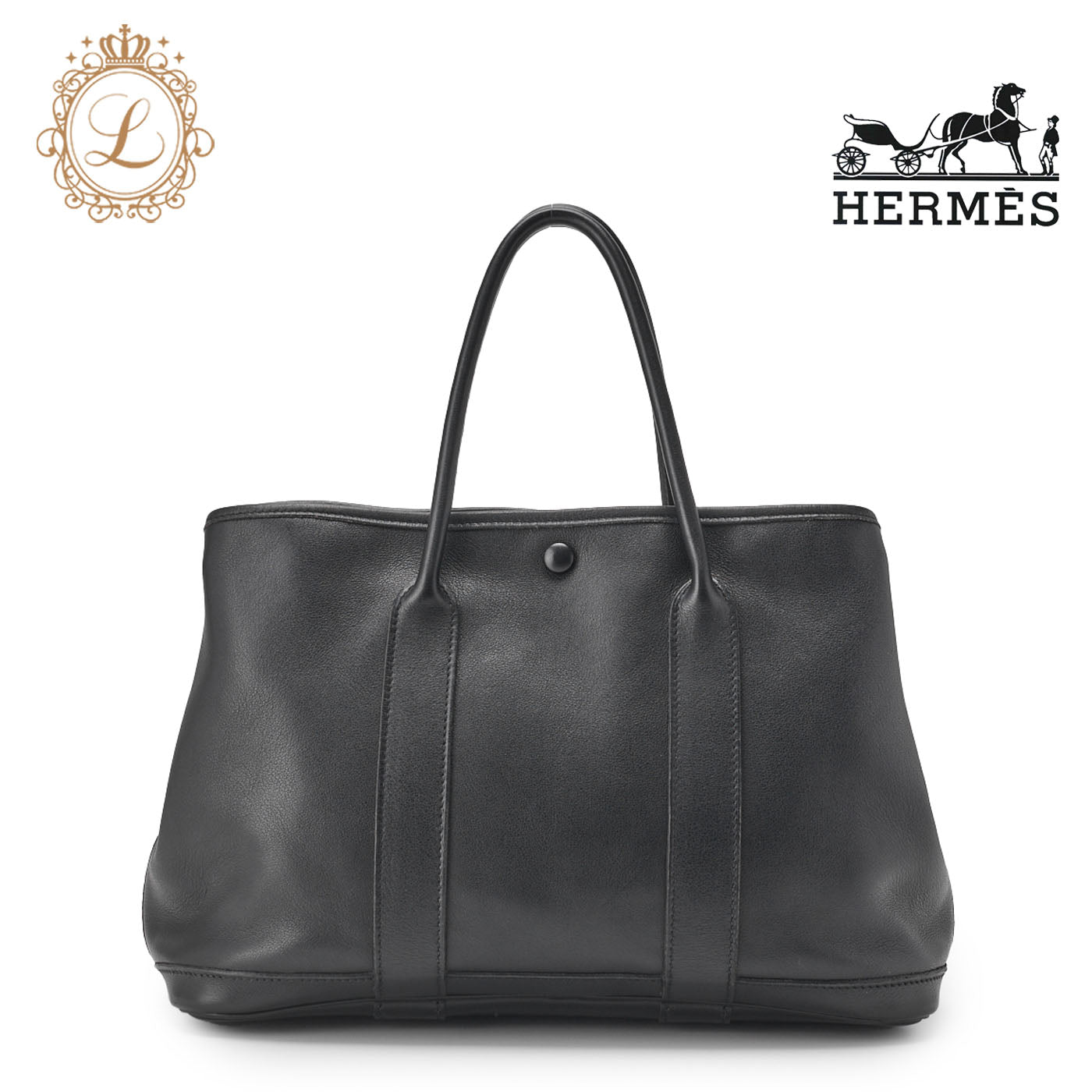 HERMES Garden Party TPM Tote Bag Swift Black Silver-Tone Hardware Pre-Owned - Vintage La Charme