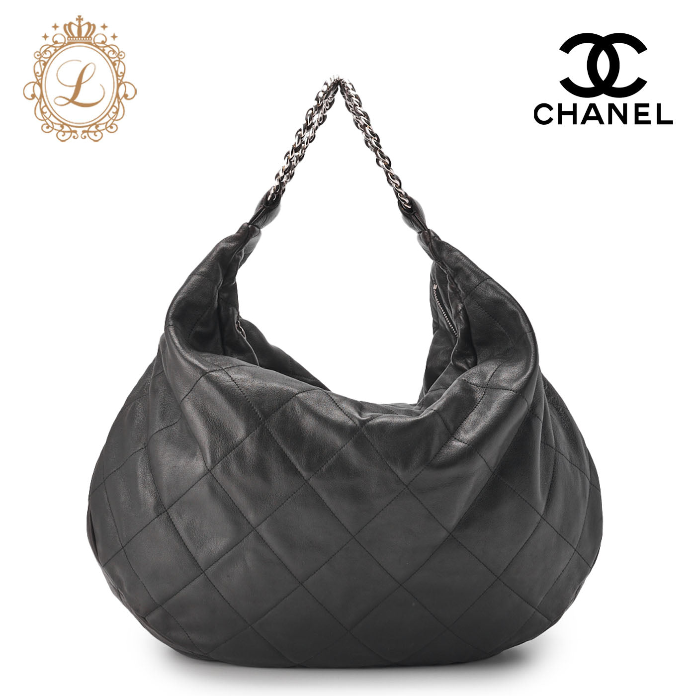 CHANEL Handbag, Matelasse, Chain, Lambskin, Black, Silver-Tone Hardware, Pre-Owned - Vintage La Charme