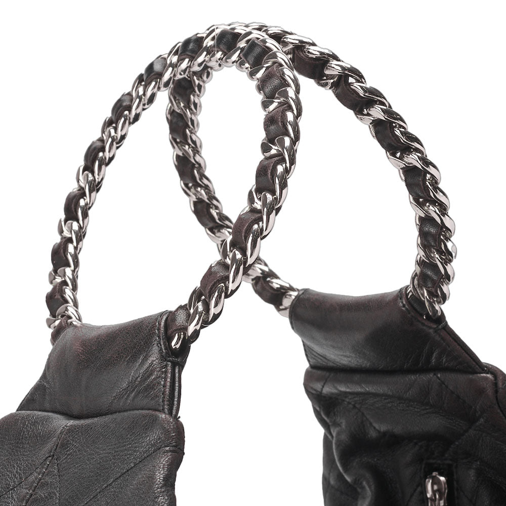 CHANEL Handbag, Matelasse, Chain, Lambskin, Black, Silver-Tone Hardware, Pre-Owned - Vintage La Charme