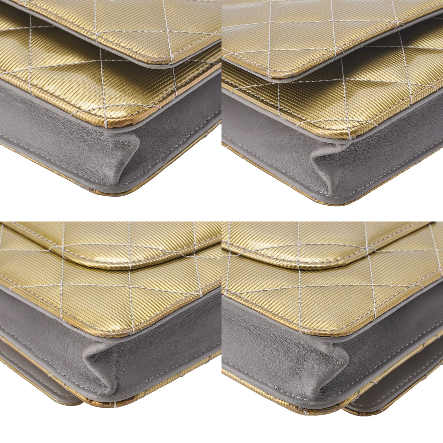 CHANEL Chain Wallet, Matelasse, Enamel Gold, Silver Hardware, Pre-Owned - Vintage La Charme
