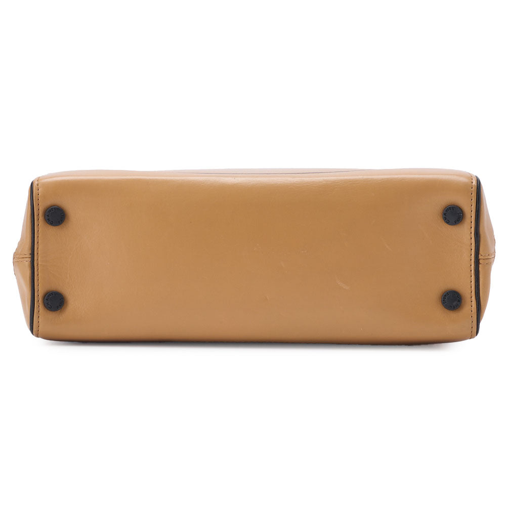 CHANEL Chain Hand Bag, Coco Mark, Calfskin, Beige, Black Metal Fittings, Pre-Owned - Vintage La Charme