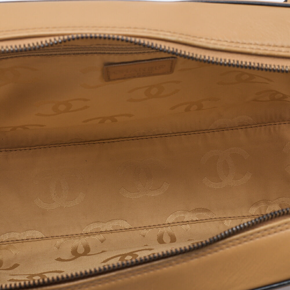 CHANEL Chain Hand Bag, Coco Mark, Calfskin, Beige, Black Metal Fittings, Pre-Owned - Vintage La Charme