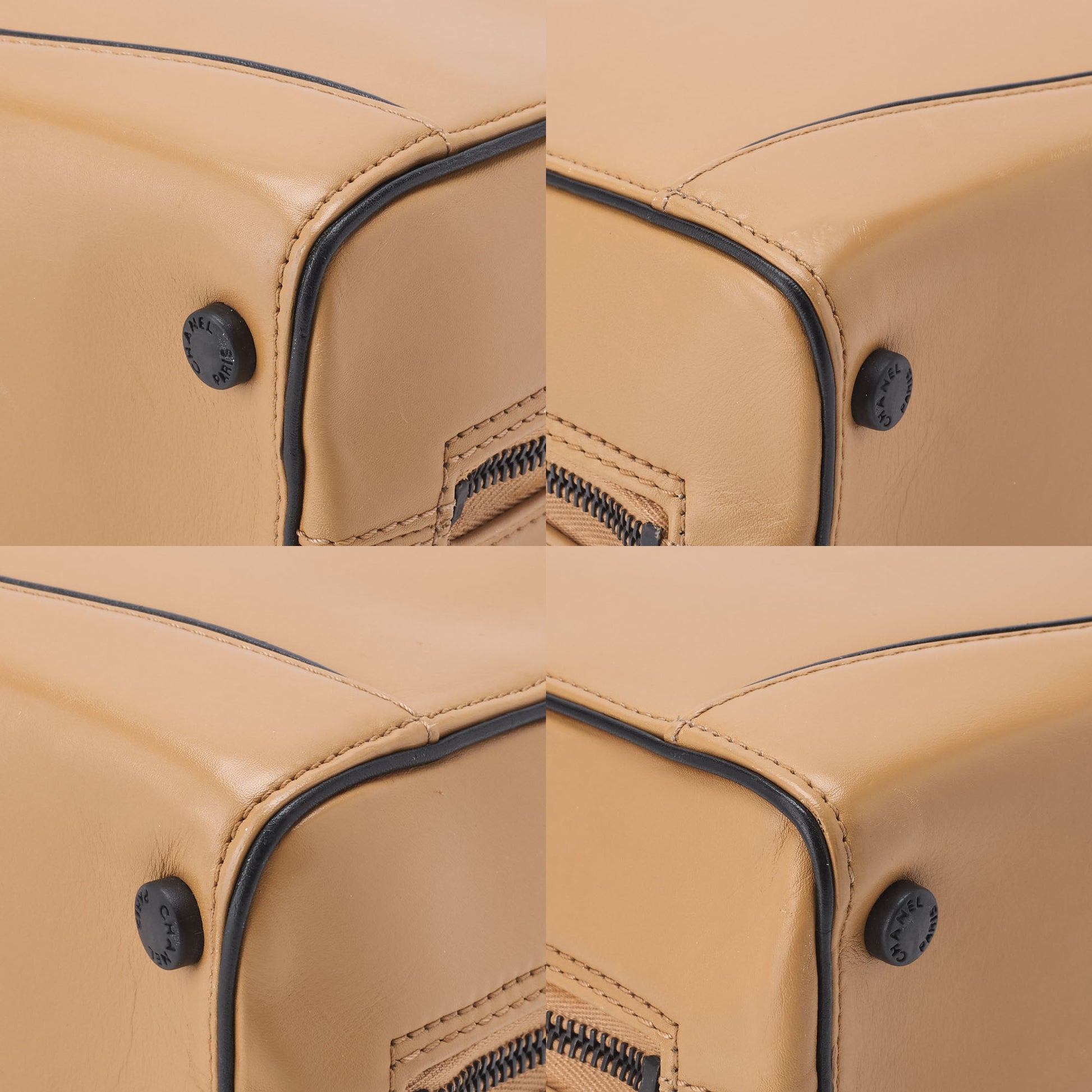 CHANEL Chain Hand Bag, Coco Mark, Calfskin, Beige, Black Metal Fittings, Pre-Owned - Vintage La Charme