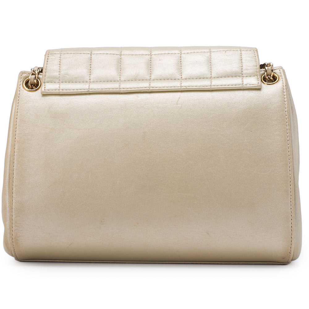 CHANEL Shoulder Bag, Chocolate Bar, 2.55 Lock, Lambskin, Gold, Gold-Tone Hardware, Pre-Owned - Vintage La Charme