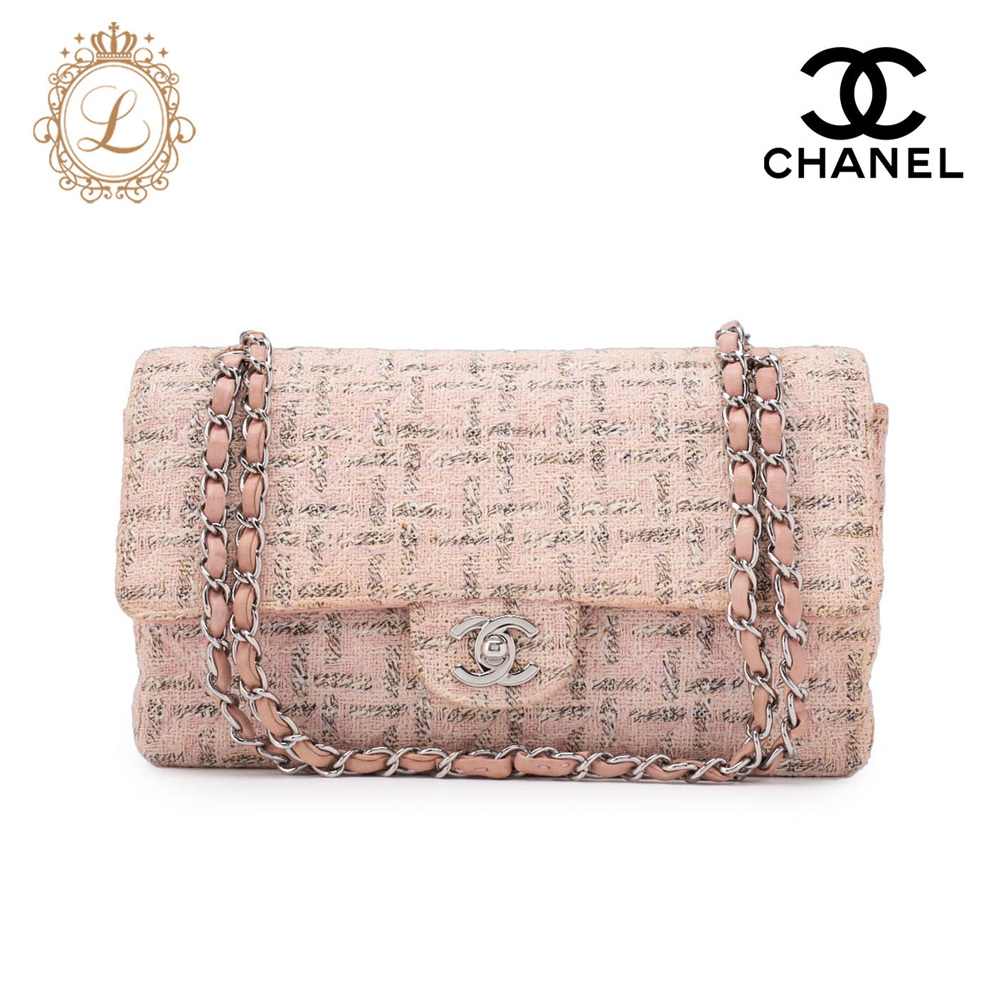 CHANEL Shoulder Bag, Matelasse Turn Lock, Jersey, Pink, Silver-Tone Hardware, Pre-Owned - Vintage La Charme